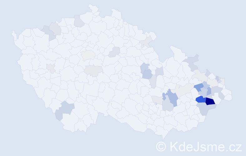 Příjmení: 'Frňková', počet výskytů 116 v celé ČR