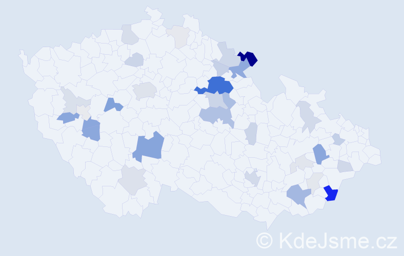 Příjmení: 'Andrýs', počet výskytů 106 v celé ČR