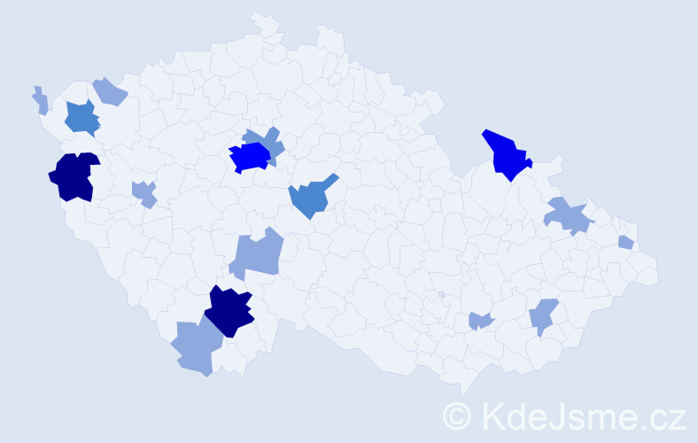 Příjmení: 'Gális', počet výskytů 38 v celé ČR