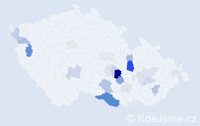 Příjmení: 'Fafílková', počet výskytů 102 v celé ČR