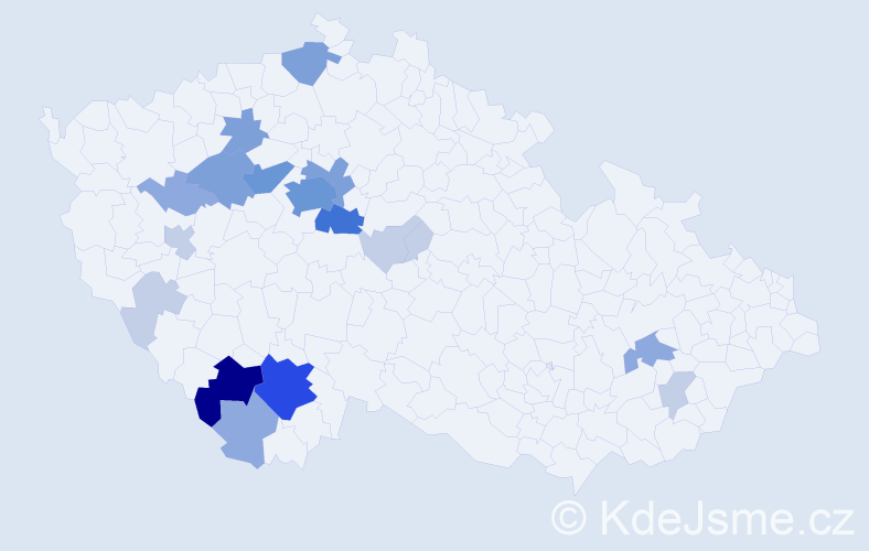 Příjmení: 'Pořádek', počet výskytů 55 v celé ČR