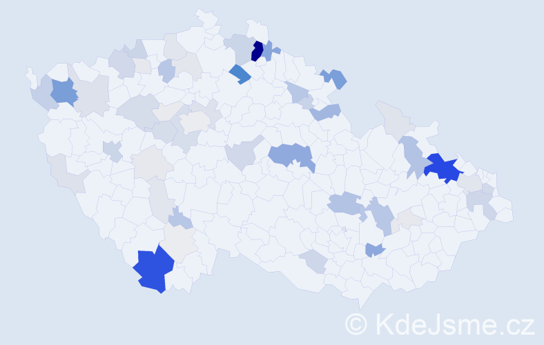 Příjmení: 'Čarný', počet výskytů 200 v celé ČR