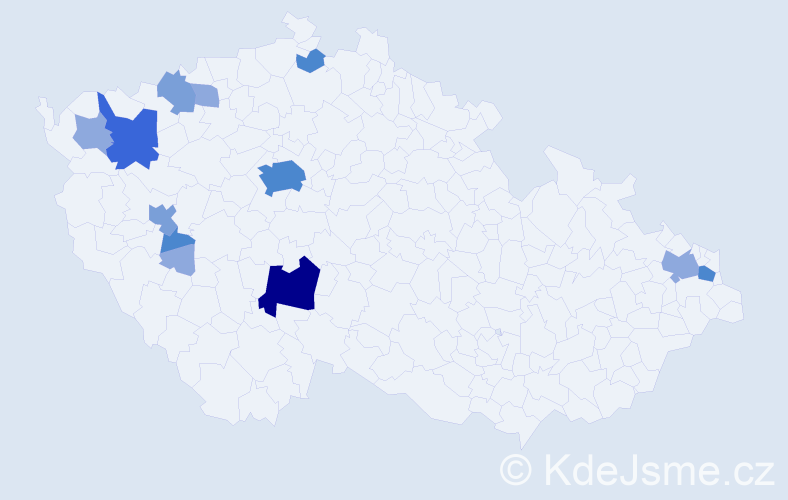 Příjmení: 'Dinda', počet výskytů 31 v celé ČR