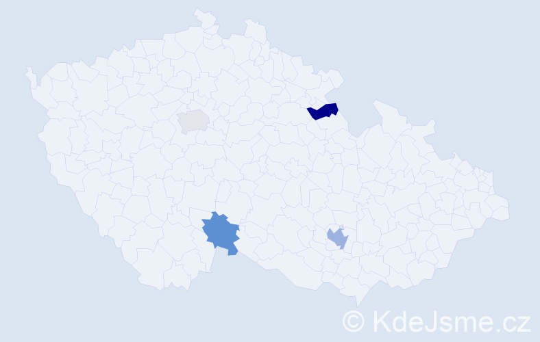 Příjmení: 'Raev', počet výskytů 5 v celé ČR