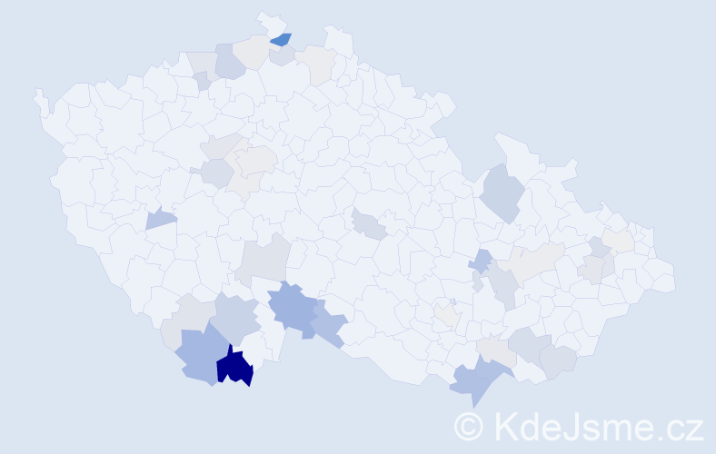 Příjmení: 'Hanzalík', počet výskytů 102 v celé ČR
