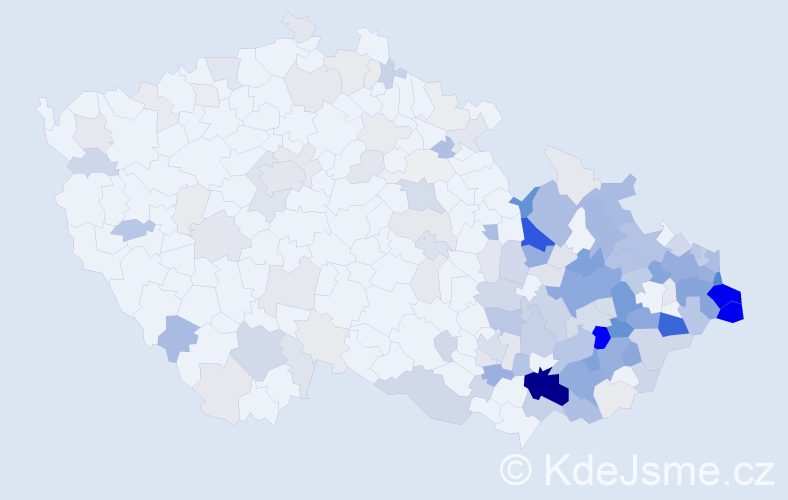 Příjmení: 'Klimek', počet výskytů 676 v celé ČR