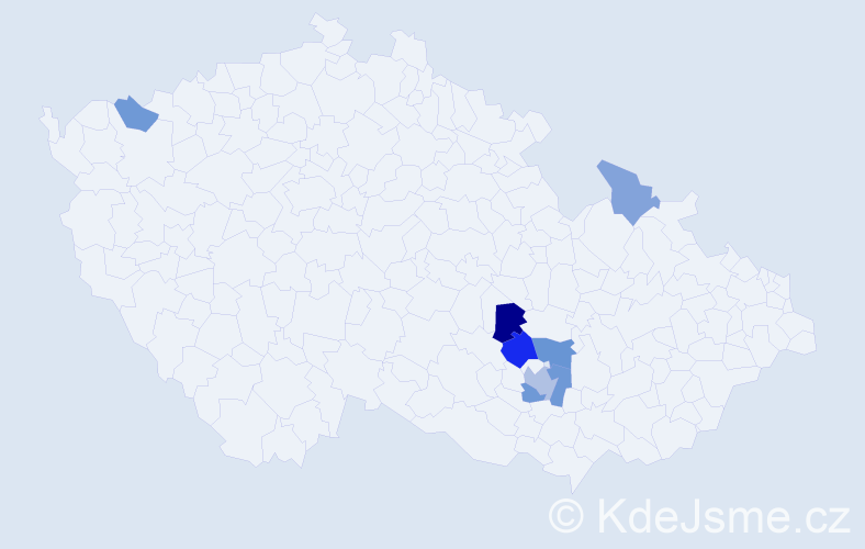 Příjmení: 'Visingrová', počet výskytů 13 v celé ČR