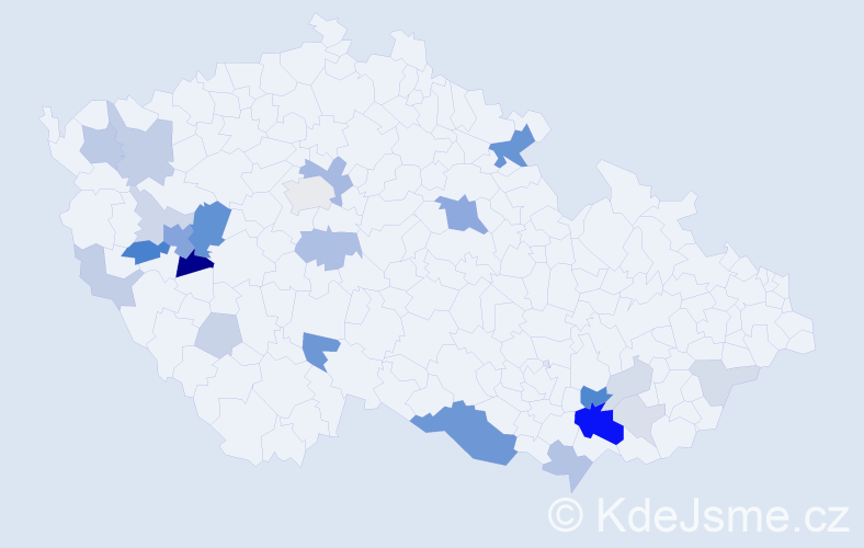 Příjmení: 'Čimerová', počet výskytů 72 v celé ČR