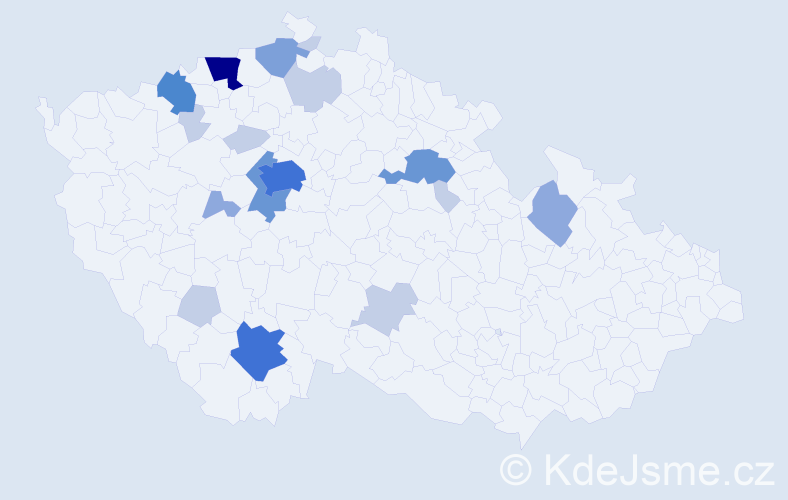 Příjmení: 'Kotvald', počet výskytů 50 v celé ČR