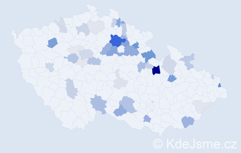 Příjmení: 'Kutnarová', počet výskytů 128 v celé ČR
