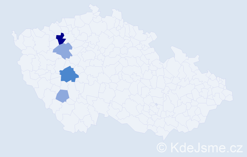Příjmení: 'Vestfal', počet výskytů 15 v celé ČR