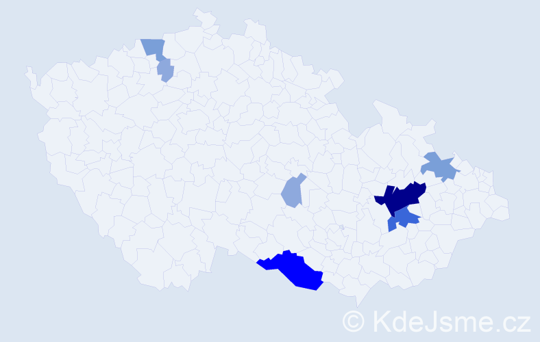 Příjmení: 'Kapaňa', počet výskytů 22 v celé ČR