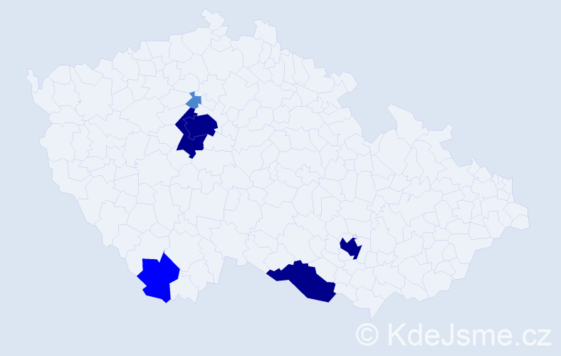 Příjmení: 'Reichardtová', počet výskytů 15 v celé ČR
