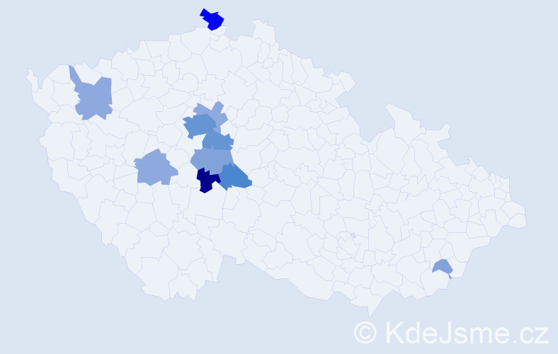 Příjmení: 'Klaudysová', počet výskytů 31 v celé ČR