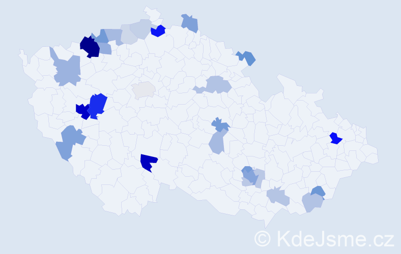 Příjmení: 'Tenk', počet výskytů 75 v celé ČR