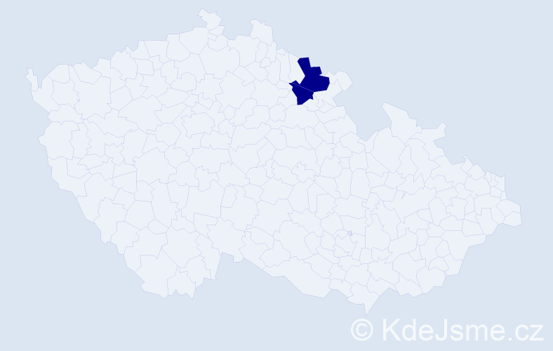 Příjmení: 'Ladigová', počet výskytů 4 v celé ČR