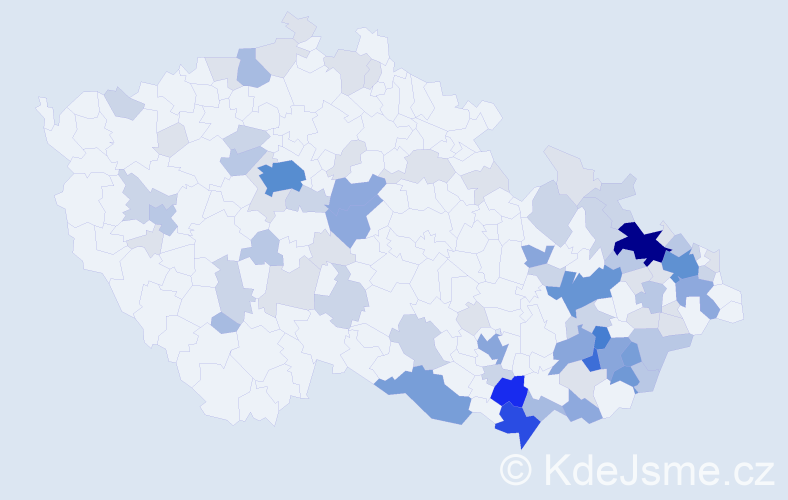 Příjmení: 'Machovská', počet výskytů 283 v celé ČR