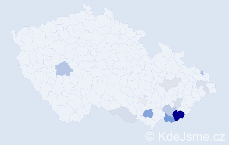 Příjmení: 'Breznická', počet výskytů 28 v celé ČR