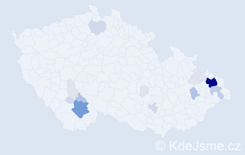 Příjmení: 'Krejčíčková', počet výskytů 63 v celé ČR
