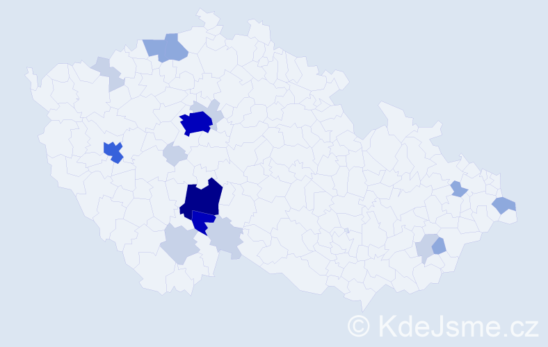 Příjmení: 'Kluzák', počet výskytů 57 v celé ČR