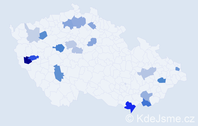 Příjmení: 'Letáková', počet výskytů 50 v celé ČR