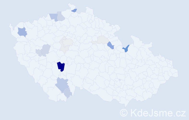 Příjmení: 'Chvojan', počet výskytů 58 v celé ČR