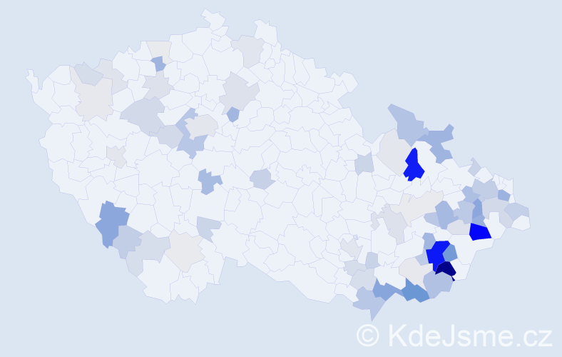 Příjmení: 'Bernátek', počet výskytů 207 v celé ČR