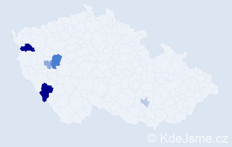 Příjmení: 'Tobermannová', počet výskytů 5 v celé ČR