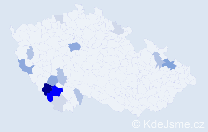 Příjmení: 'Kopf', počet výskytů 52 v celé ČR