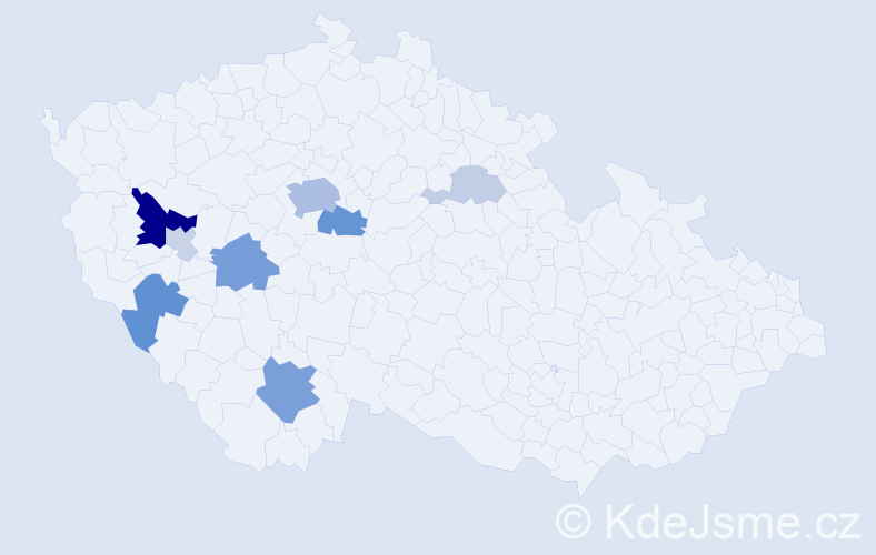 Příjmení: 'Haš', počet výskytů 25 v celé ČR