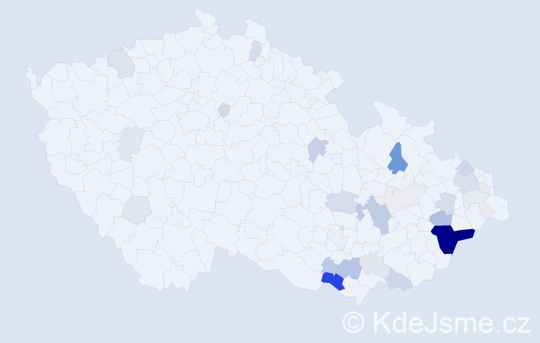 Příjmení: 'Strbačka', počet výskytů 103 v celé ČR