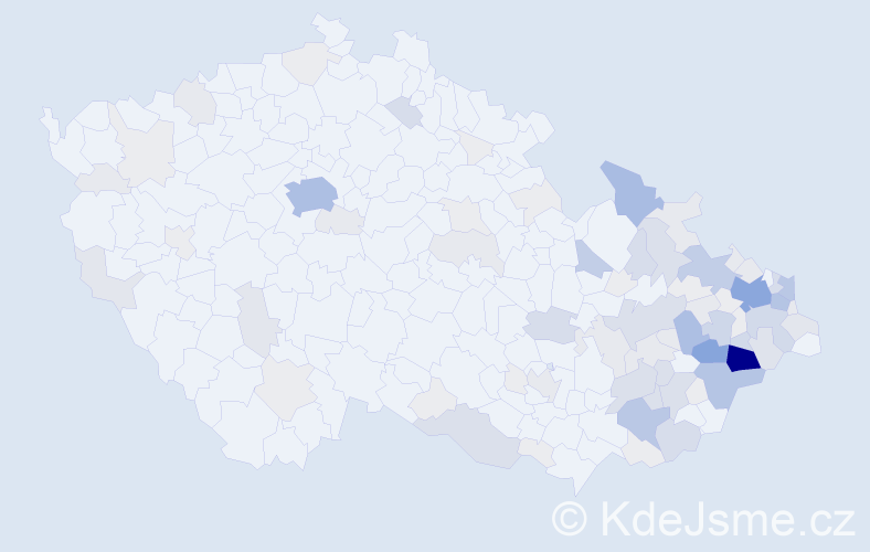 Příjmení: 'Ondruchová', počet výskytů 437 v celé ČR
