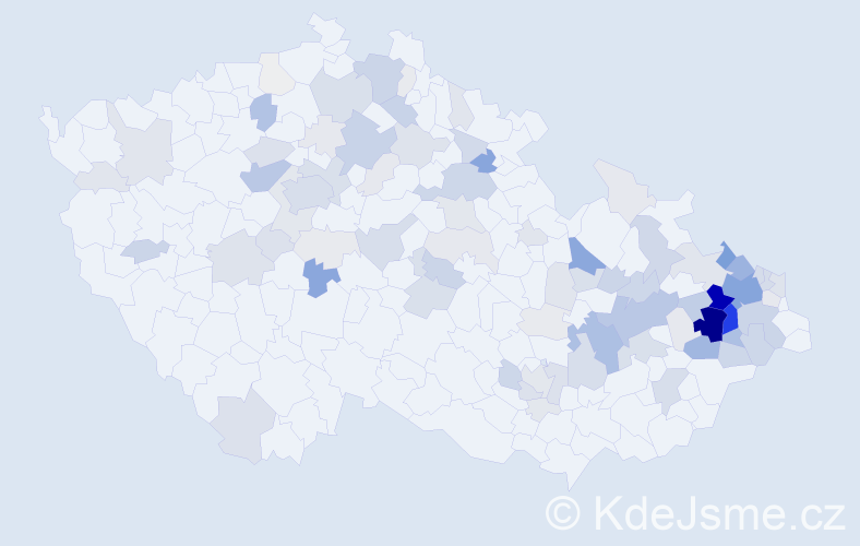 Příjmení: 'Klos', počet výskytů 441 v celé ČR
