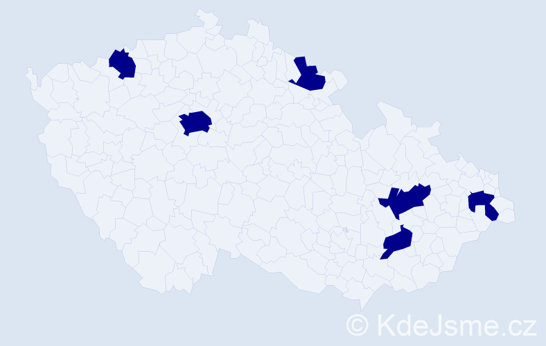 Příjmení: 'Alexejev', počet výskytů 6 v celé ČR