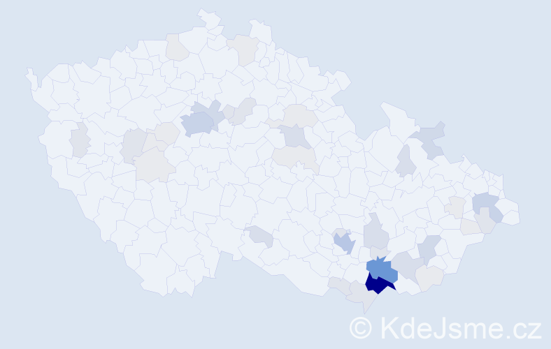 Příjmení: 'Kmenta', počet výskytů 156 v celé ČR