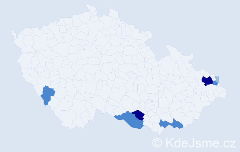 Příjmení: 'Porzer', počet výskytů 19 v celé ČR