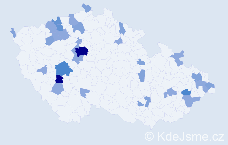 Příjmení: 'Komanová', počet výskytů 64 v celé ČR