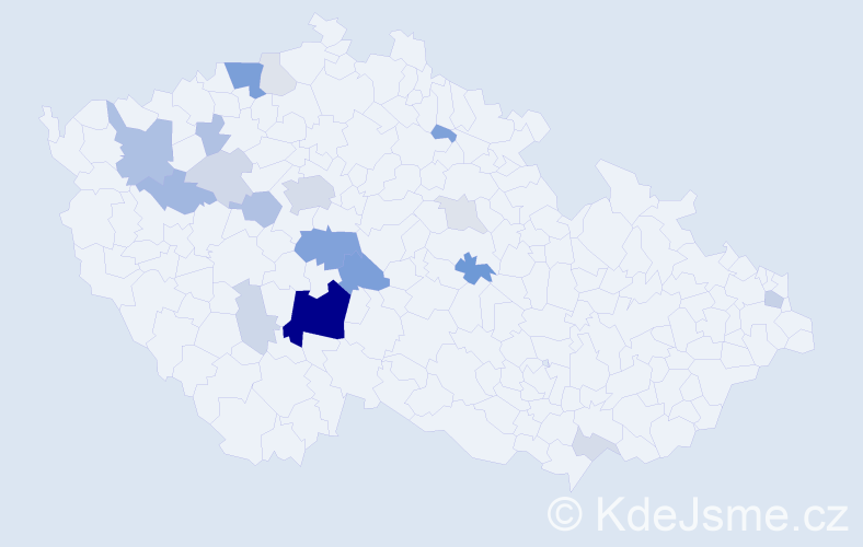 Příjmení: 'Peclinovský', počet výskytů 61 v celé ČR