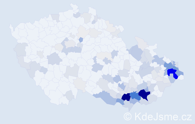 Příjmení: 'Hrabec', počet výskytů 624 v celé ČR