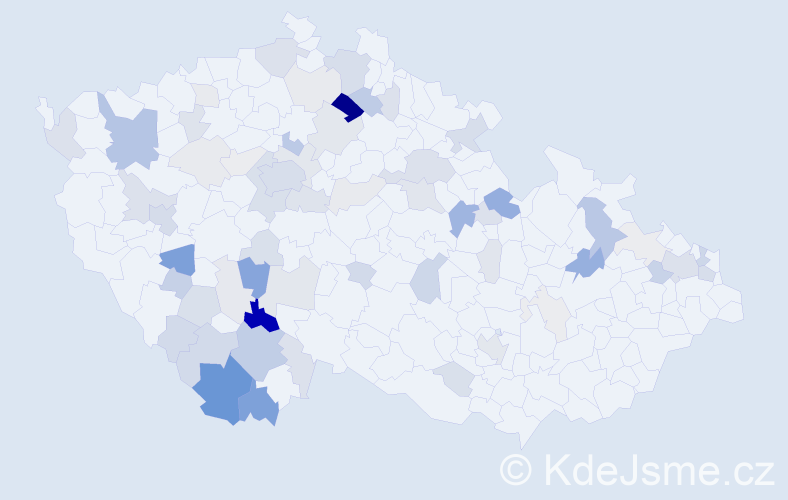 Příjmení: 'Tomka', počet výskytů 217 v celé ČR