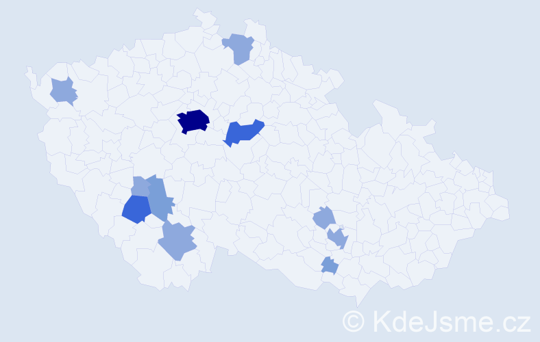Příjmení: 'Petrán', počet výskytů 25 v celé ČR