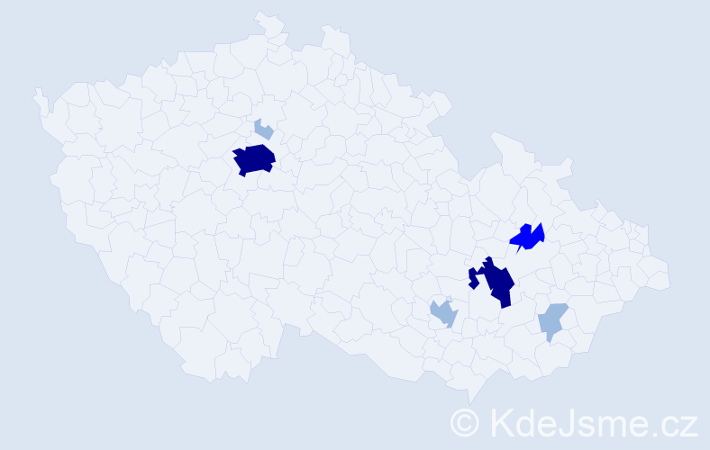 Příjmení: 'Tkachyk', počet výskytů 14 v celé ČR