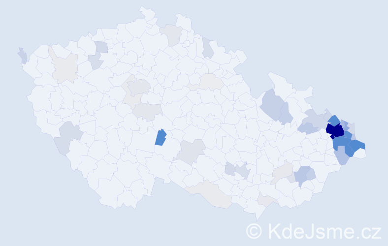 Příjmení: 'Tomisová', počet výskytů 289 v celé ČR
