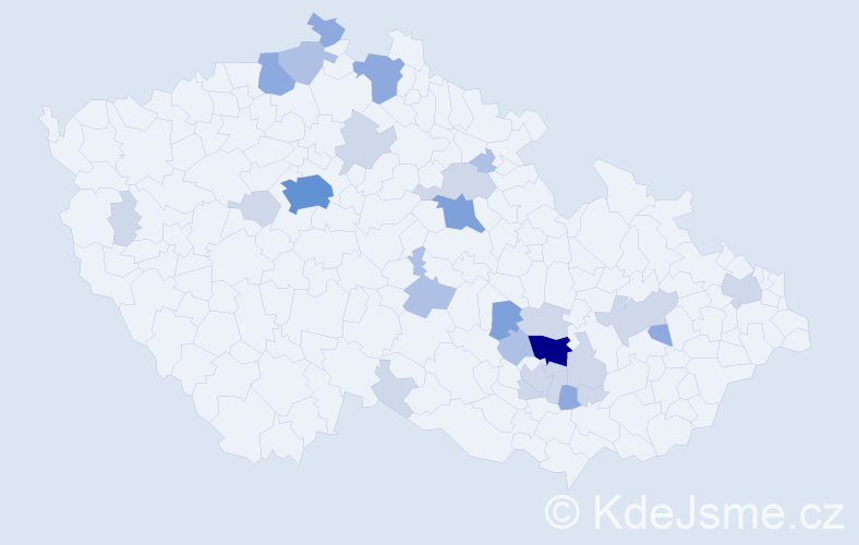 Příjmení: 'Magda', počet výskytů 64 v celé ČR