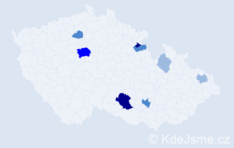 Příjmení: 'Kondek', počet výskytů 19 v celé ČR