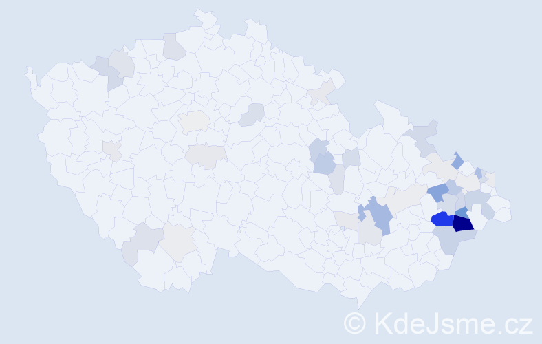 Příjmení: 'Frňková', počet výskytů 119 v celé ČR