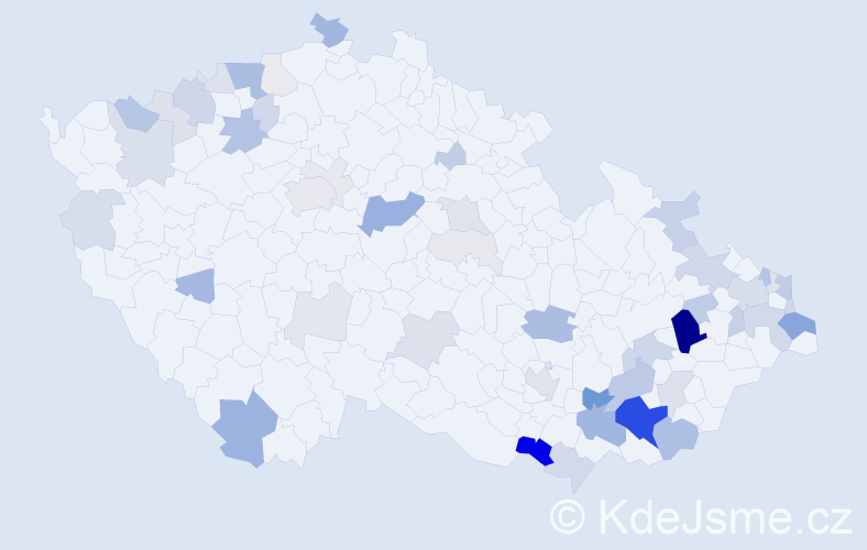 Příjmení: 'Červenák', počet výskytů 173 v celé ČR