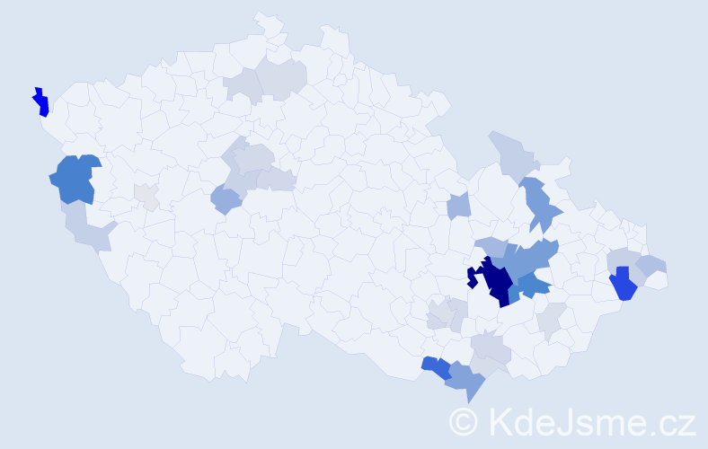 Příjmení: 'Bukvová', počet výskytů 97 v celé ČR