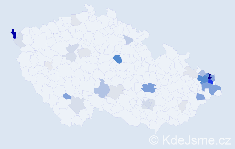 Příjmení: 'Kozubek', počet výskytů 139 v celé ČR