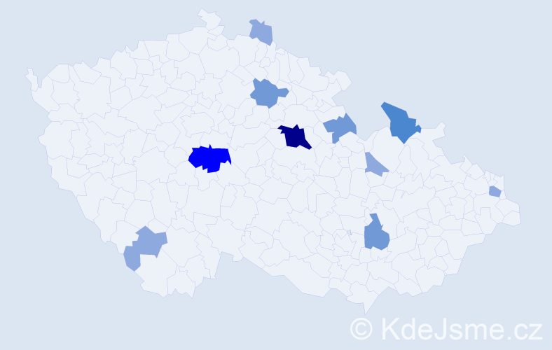 Příjmení: 'Mamiňáková', počet výskytů 23 v celé ČR